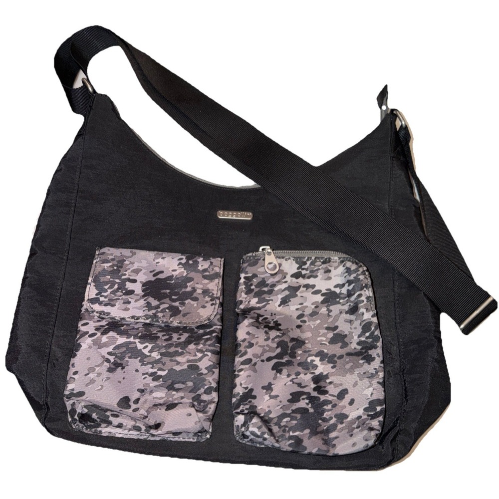 Baggallini Cargo Hobo Bag Black Lightweight Travel Zipper Excellent Condition